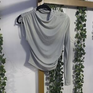 Zara Light Gray Draped Blouse